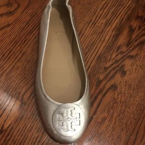 Tory Burch metallic silver flats